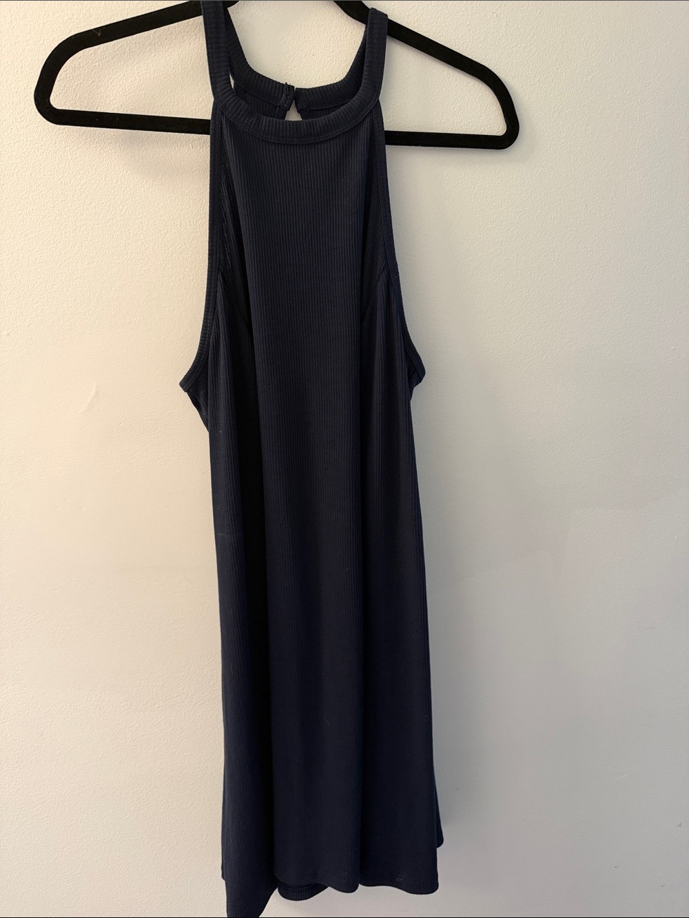 Hollister Navy Ribbed High-Neck Sleeveless Dress